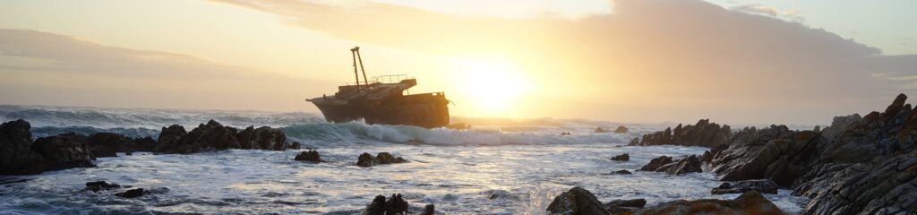 Barco no Cabo de Agulhas, na África do Sul