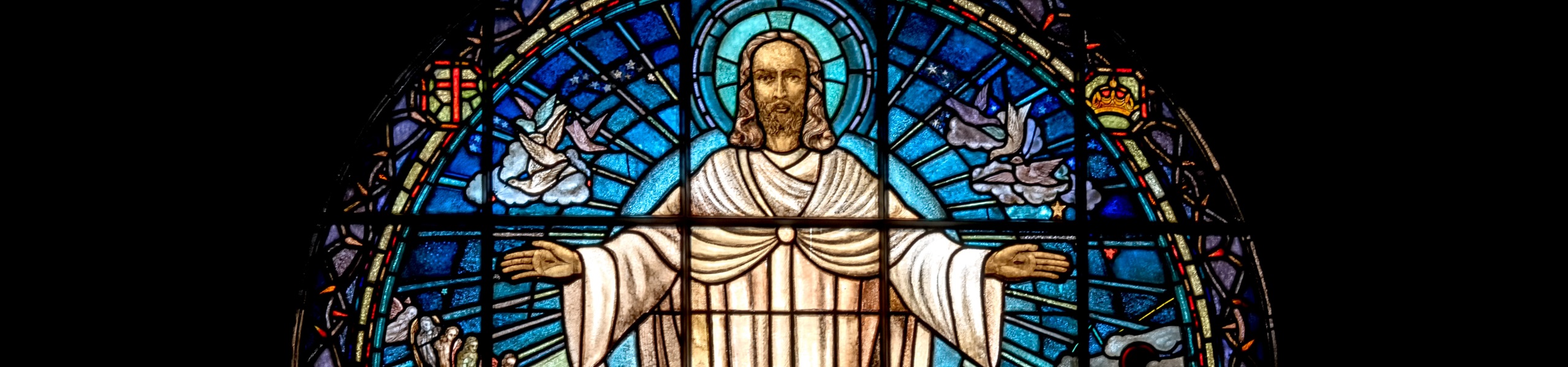 Vitral representando Jesus na igreja Kruiskerk, em Dordrecht, Holanda